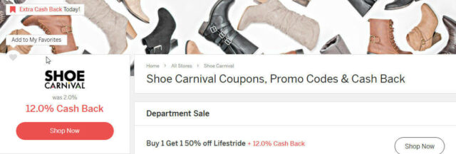 Shoe Carnival Discount With Ebates
