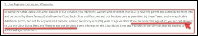 Clout Bucks You Need To Be 99 To Use The Site