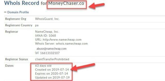 MoneyChaser.co Is 63 Days Old And Not Founded In 2015