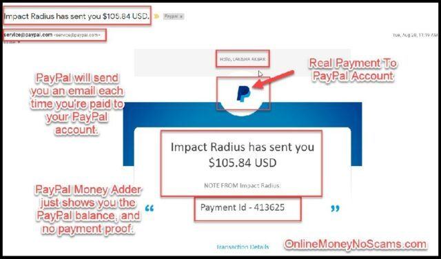 PayPal Money Adder Does Not Show Real Payment Proof