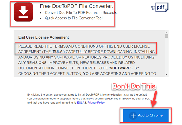 Do Not Download The Free DocToPDF File Converter It May Not Be Safe